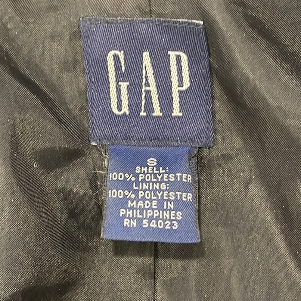 GAP Vintage Black Double Breasted Trench Waterproof Rain Pea Coat Jacket-Small - Picture 5 of 5